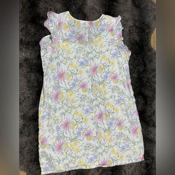 Joie Women 1X Linen Floral Pastel cap Flutter Sleeve Shift Dress - Picture 8 of 8